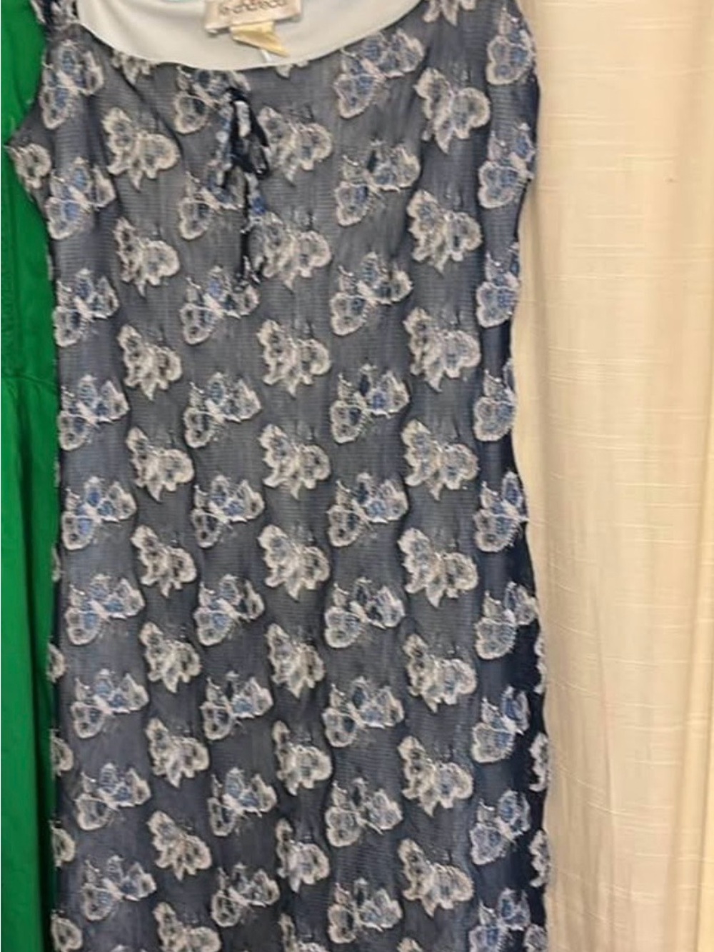 le chateau Navy and White Floral Lace Midi Dress